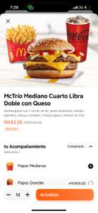 DiDi Food: McDonalds, mc trio cuarto de libra al 99%