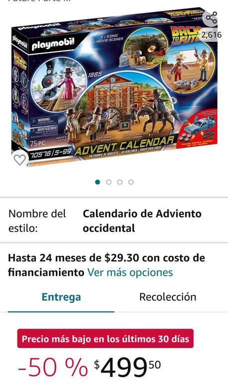 Amazon: Playmobil Calendario de Adviento Back to the Future Parte III