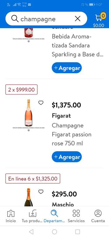 Walmart express: Todo el Champagne Figarat en oferta, ejemplo: polarise 750 ml. 2 X 999.00!!