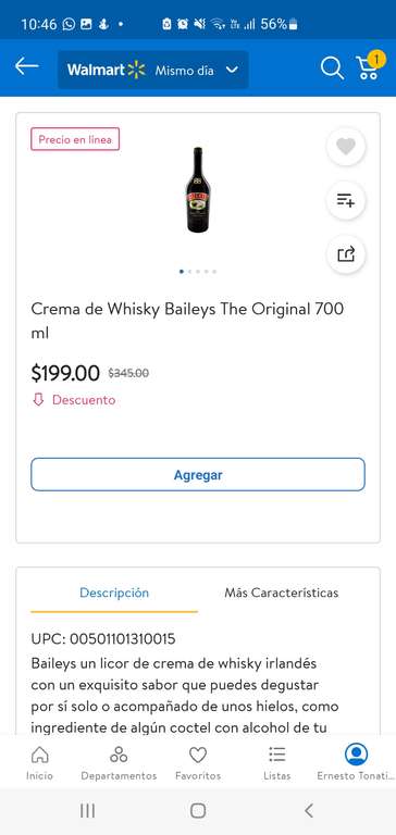 Walmart: Crema Baileys 700 ml (Checar en la app)