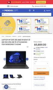 Pedidos: Laptop HP Ryzen 5 con 8gb de ram y 256gb