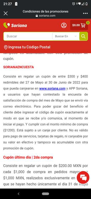 Soriana: Cupón $300 o $400 Por Contestar Encuesta de Satisfaccion por Compras de Mayo (usuarios seleccionados)