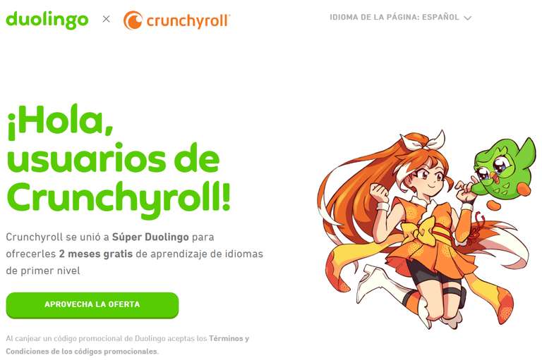 Crunchyroll: ¡Obtén 2 meses gratis de Super Duolingo!