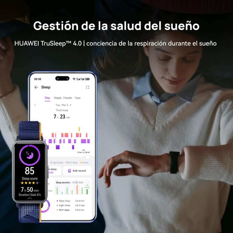 Amazon: Huawei Band 9, 1.47”AMOLED, Batería 2 semanas, Mayor precisión de medición, Garantía nacional (Negra ó Rosa)