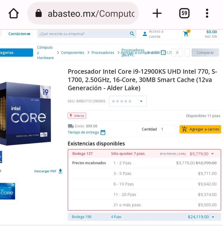 Cyberpuerta / Abasteo - Intel Core i9-12900KS Edición Especial