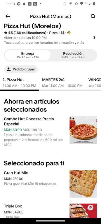 Uber Eats:: Combo Hut Cheesse Precio Especial|Pizza Hut|UBER EATS a solo $60 + envío