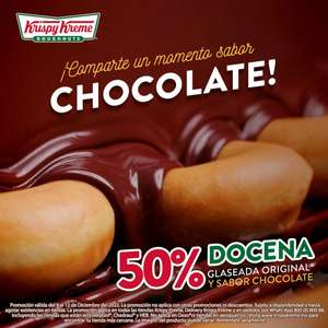 Krispy Kreme: 50% en Docenas Glaseadas Originales y Docenas Glaseadas de Chocolate