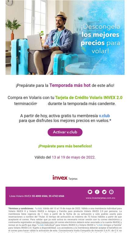Invex: Membresía v.club gratis por un mes