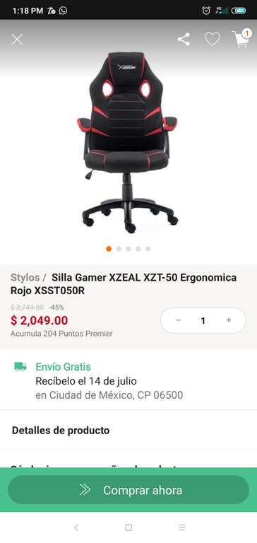 Linio: Silla Gamer ergonomica marca XZeal Precio pagando con Paypal y aplicando el cupón 150LINIO