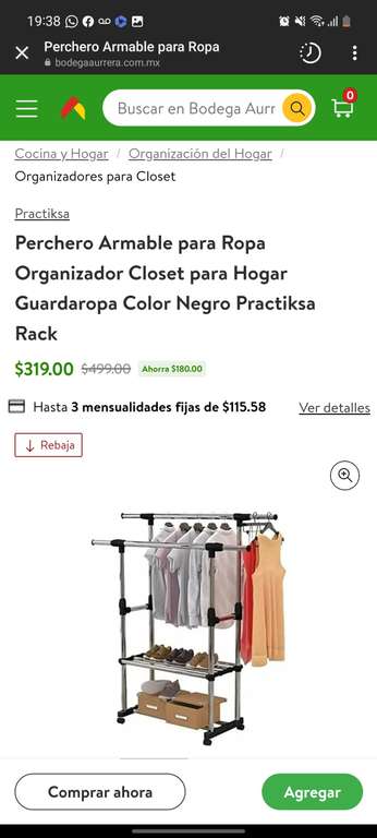 Bodega Aurrera: Perchero para Ropa Closet promodescuentos.com