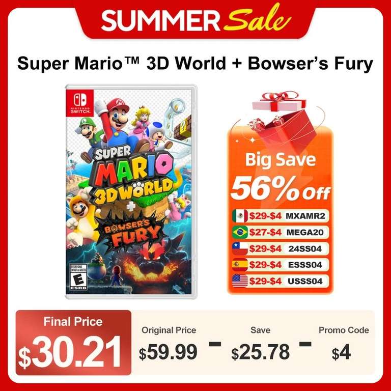 AliExpress: Super Mario 3D World Bowser Fury Nintendo Switch