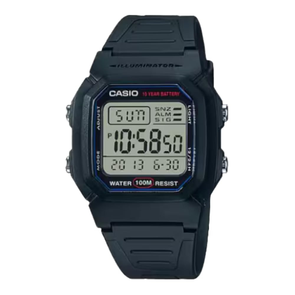 Amazon: Casio W800HG | 100 metros de resistencia al agua | Alarma multifunción | Cronómetro 100 SEC | Calendario automático | Luz LED