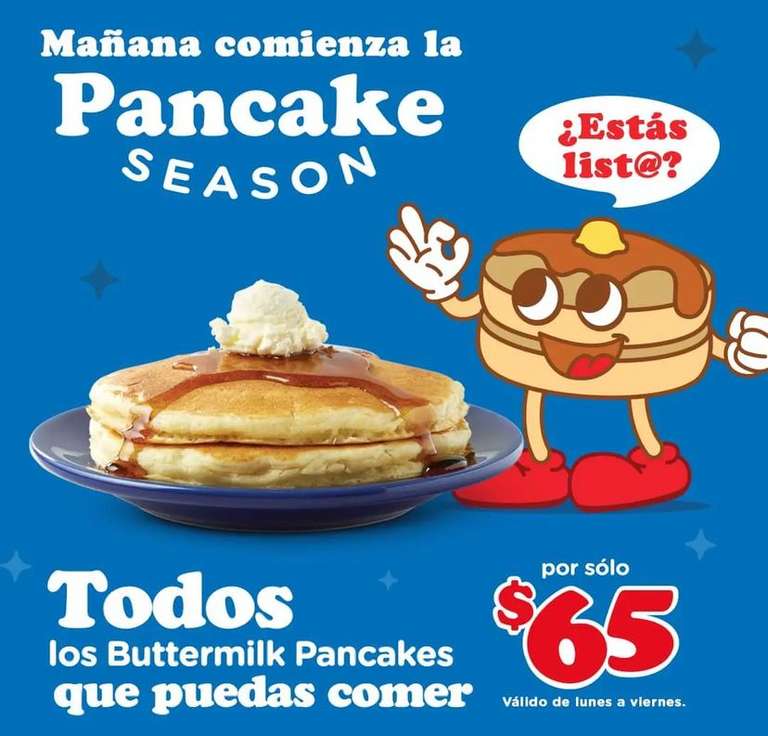 IHOP: Pancake season, todos los buttermil pancakes que puedas comer por $65
