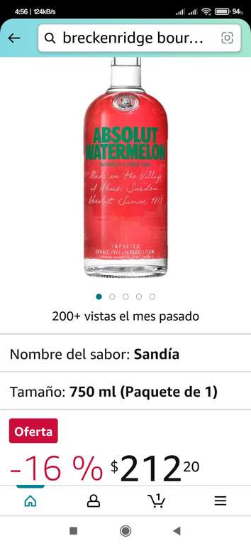 Amazon: Absolut Watermelon (Sandía) y el Absolut Original de ¾ en $212
