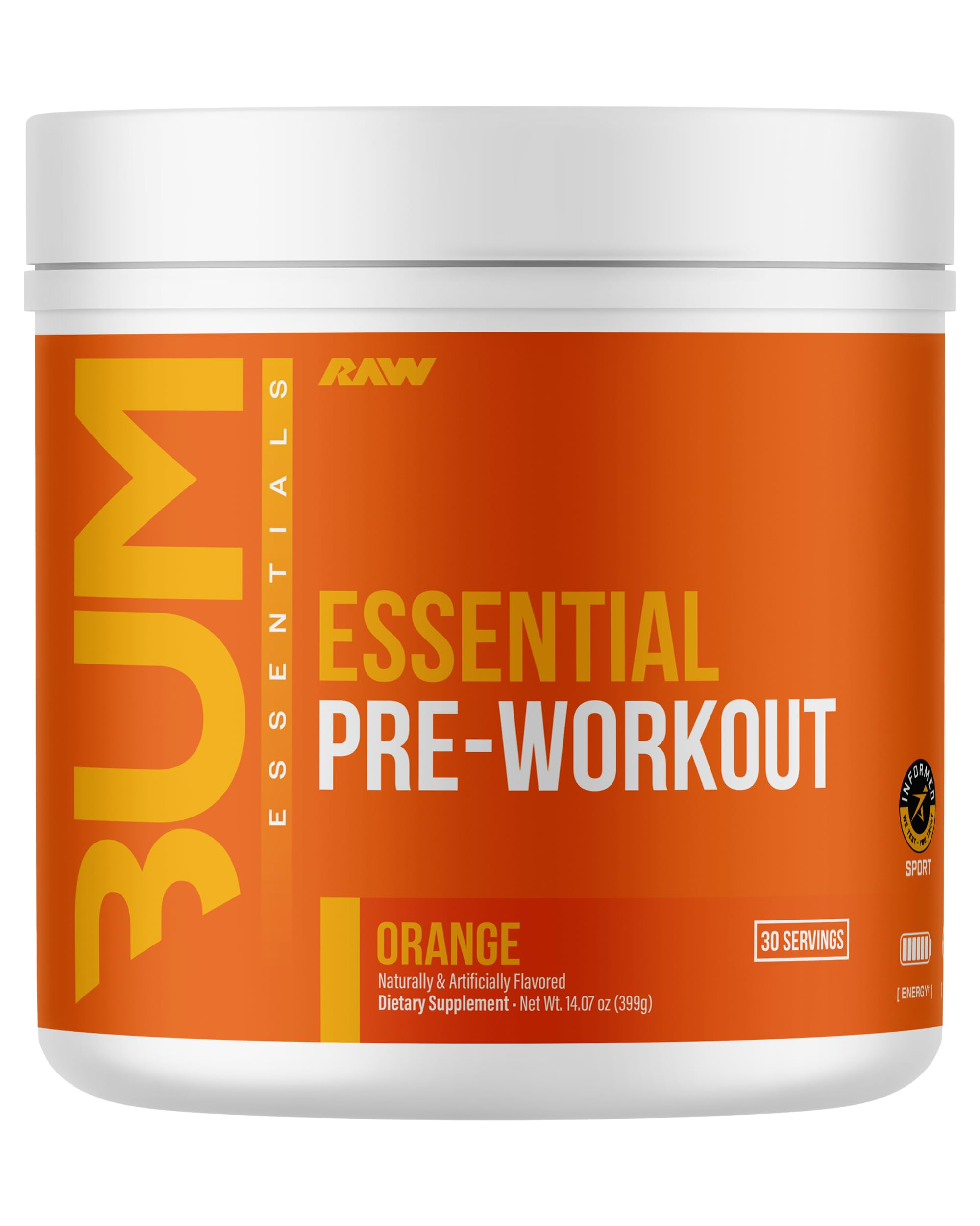 Amazon: Suplemento Raw preworkout (pre entrenamiento) Cbum 30servs sabor naranja