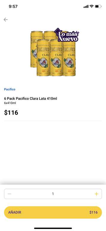TaDa Delivery: Six de cerveza pacifico de 410 ml a $116