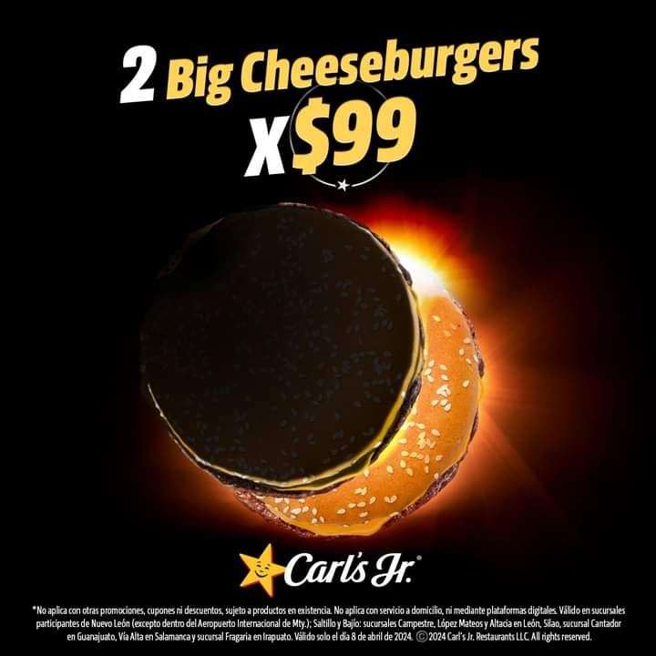 Carl's Jr: 2 big cheese burger x $99 | ciudades seleccionadas