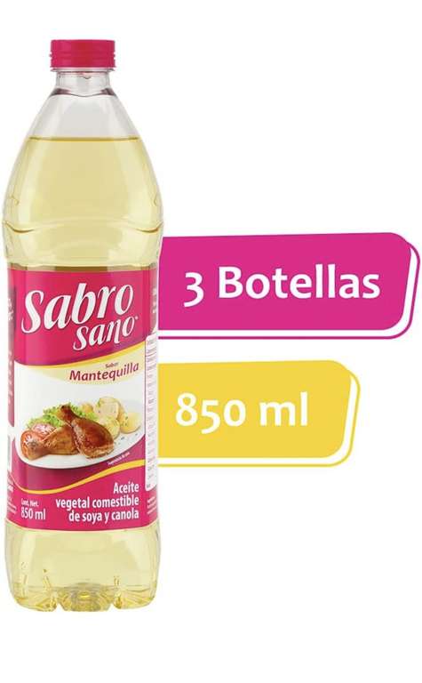Amazon: Aceite Vegetal Sabrosano Sabor Mantequilla Tripack 850 ml