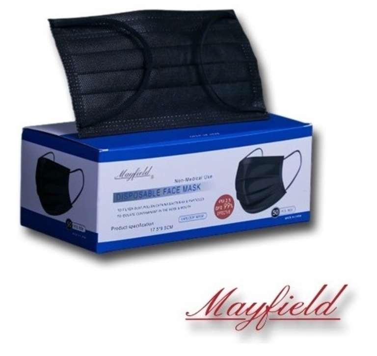 Shopee: Caja con 50 cubrebocas Mayfield, color negro.