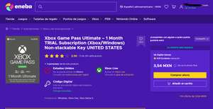 ENEBA: Xbox Game Pass Ultimate – 1 Month TRIAL Subscription (Xbox/Windows) Non-stackable Key UNITED STATES - VPN (necesario)