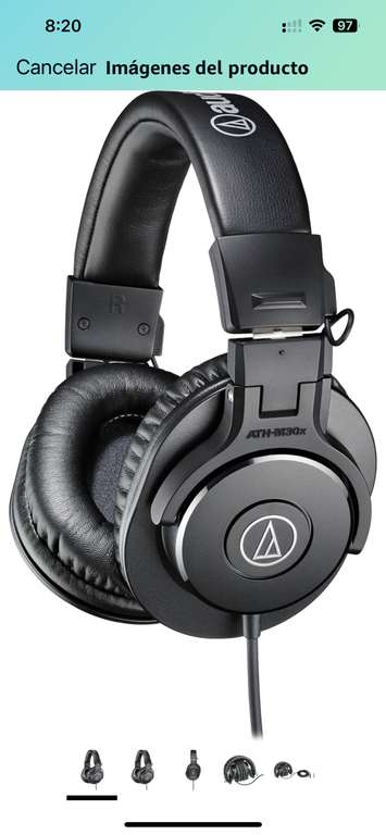 Amazon: Audio-Technica ATH-M30X Audífonos Profesionales, color Negro