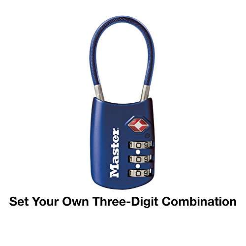 Amazon: candado, puedes establecer tu propia combinación TSA aceptado Cable equipaje, Paquete de 1, 1-Pack Blue, Azul
