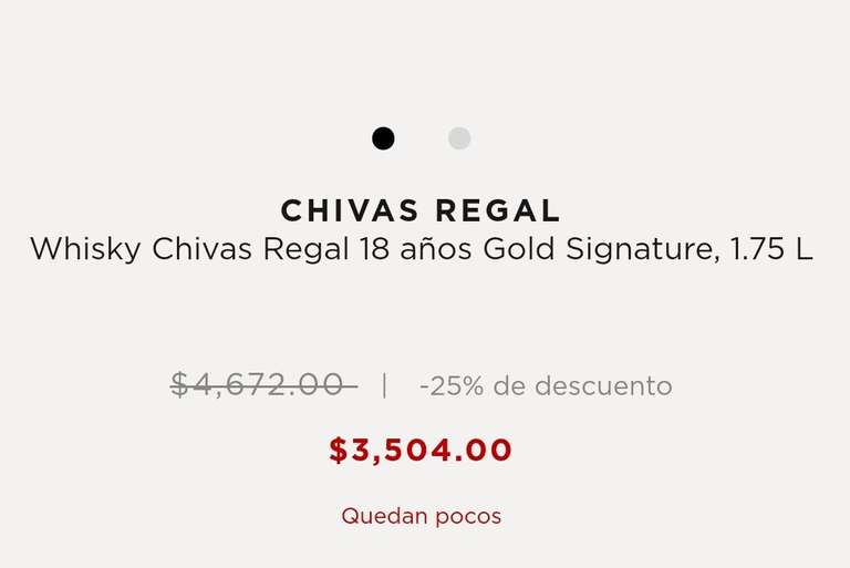 Palacio de Hierro: Chivas Regal 18 años 1.75L con 25% de descuento