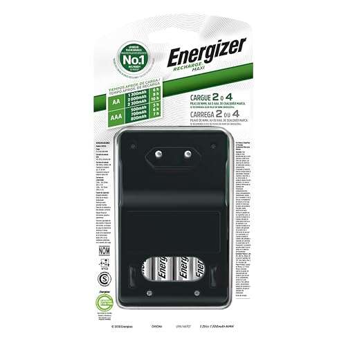 Amazon: Cargador de pilas Energizer. $280 es un buen precio. Incluye dos baterías