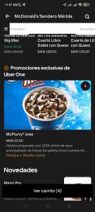 Uber Eats: Mcflurry De oreo. 2x1 usuarios uber one