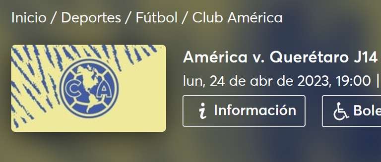 Ticketmaster: América v. Querétaro J14 Liga MX Femenil CL23