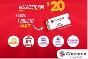 Cinemex Boleto a $20 de Lunes a Domingo al inscribirte invitado especial