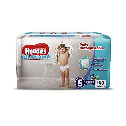 Amazon: Huggies All Around Pañal Desechable para Bebé, Etapa 5 Unisex, Paquete con 40 piezas