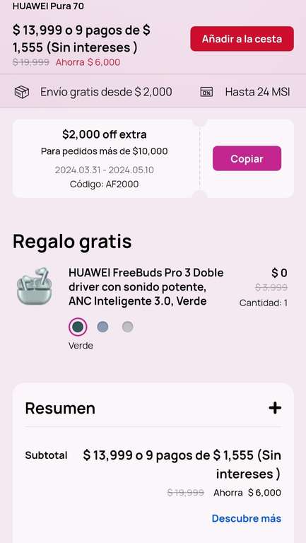 Huawei: Celular Huawei Pura 70 12/256 + HUAWEI FreeBuds Pro 3 Doble driver