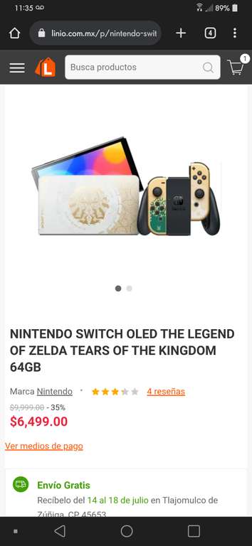 Linio: Nintendo Switch Oled Edición Zelda con PayPal