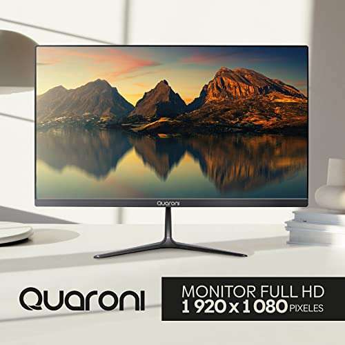Amazon: Quaroni Monitor LED MQ22-01.Panel TN de 21.5" Pulgadas, Resolución Full HD 1920 x 1080 Pixeles. 60 Hz tasa de refresco, 5Ms