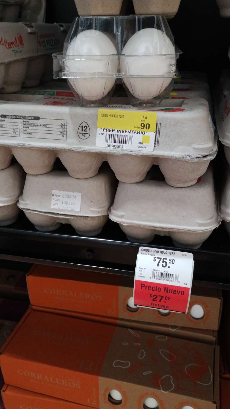 Walmart López mateos: 12 huevos rojos El corral