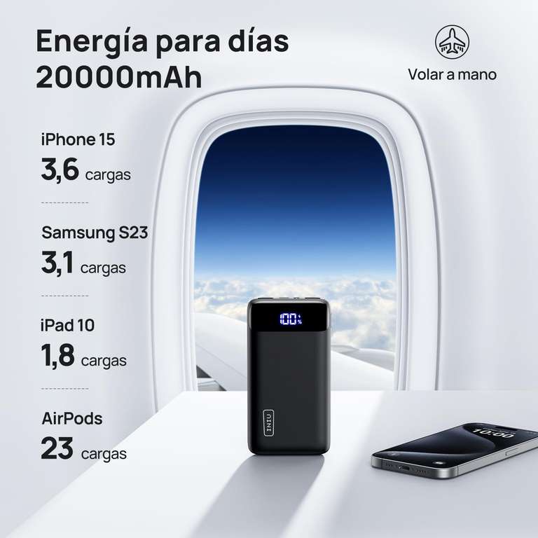 Amazon: INIU Power Bank 20000mAh, 22.5W Carga Rápida Bateria Portatil PD3.0 QC4.0, USB C