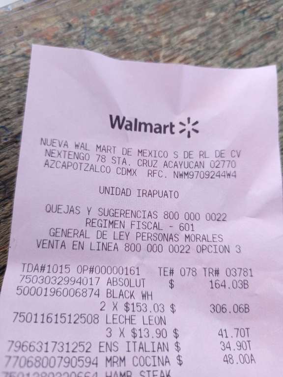 Walmart Absolut 750 ml y Absolut 200ml