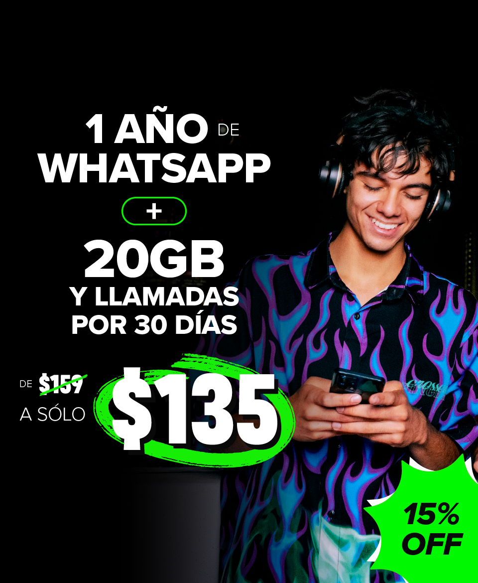 Weex: Esim con 1 año de WhatsApp + 20gb + llamadas por 30 días
