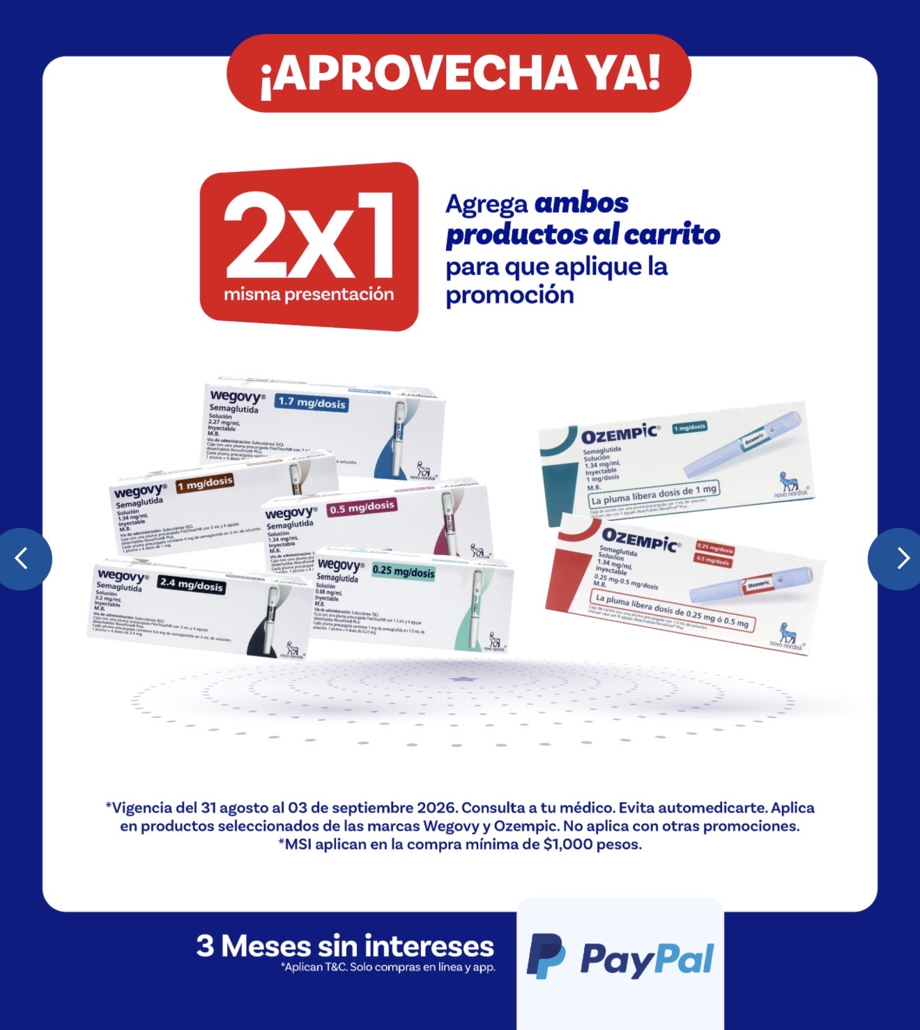 Wegovy y Ozempic 2x1 FARMACIA BENAVIDES