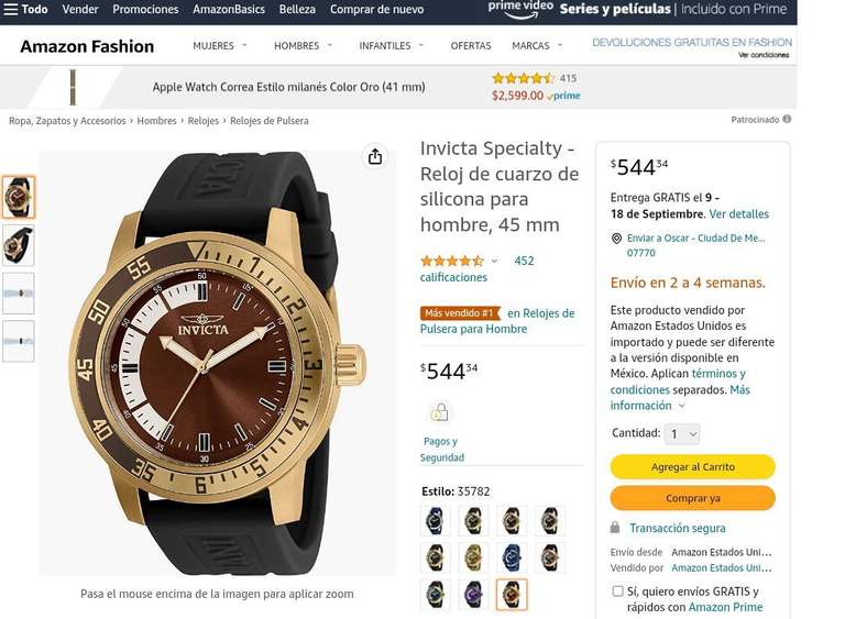 Amazon: Reloj Invicta Speciality 35782