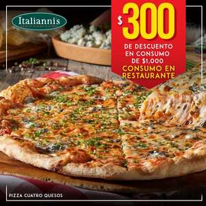 Cupones Alsea - $300 menos en consumo de $1000 en restaurante Italianni's (sucursales seleccionadas)