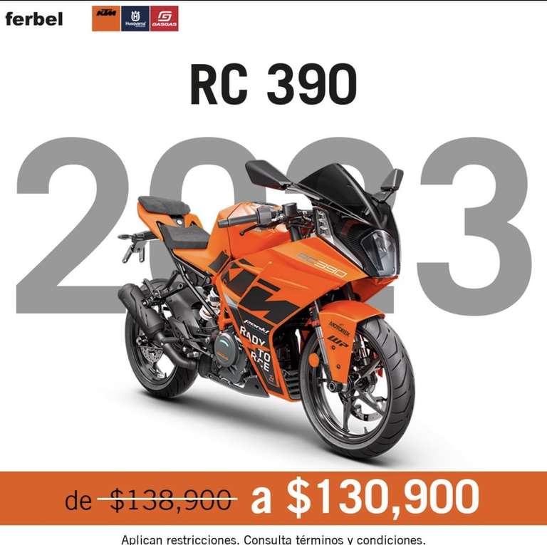 Ferbel Power Sports: Motos KTM descuentos de 8 mil hasta 20 mil en diferentes modelos.