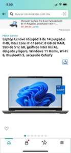 Amazon: Laptop Lenovo Ideapad 3 de 14 pulgadas FHD, Intel Core i7-1165G7, 8 GB de RAM, SSD de 512 GB