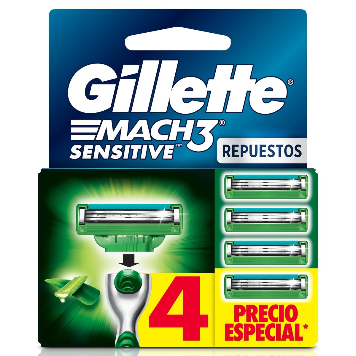 Amazon: GILLETTE Mach3 Sensitive, Rastrillo para Afeitar Reutilizable, 4 Cartuchos(con Planea y Ahorra)