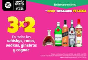Soriana [Julio Regalado 2022]: 3x2 en whiskys, rones, vodkas, ginebras y cognac