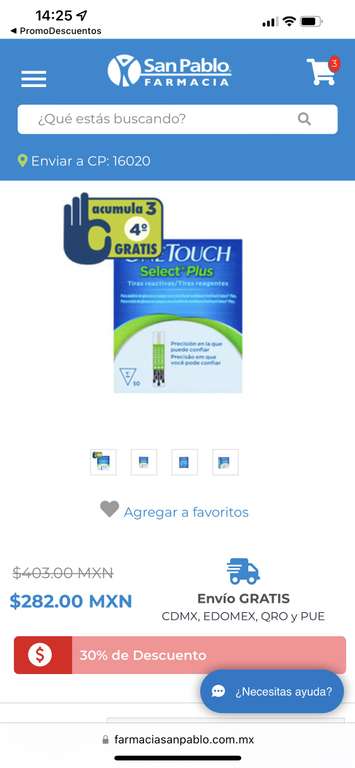 Farmacia San Pablo: OneTouch Select Plus: Tiras reactivas 30% de descuento