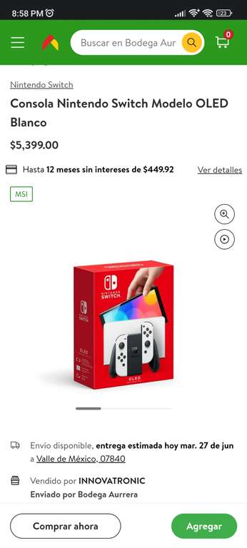 Bodega Aurrera: Nintendo switch Oled (varias versiones)