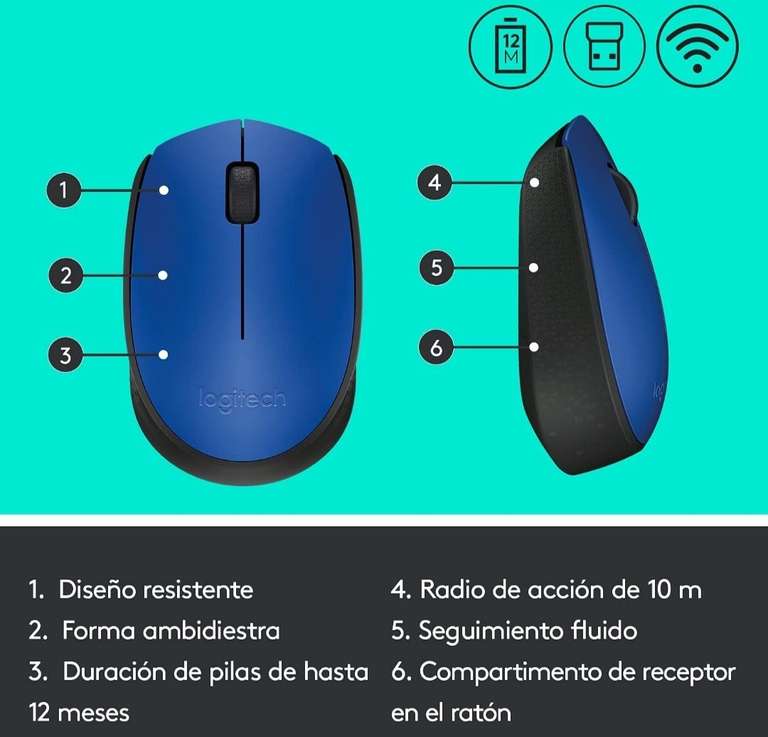 Amazon - Mouse Logitech M170 pal Home Office | envío gratis con Prime