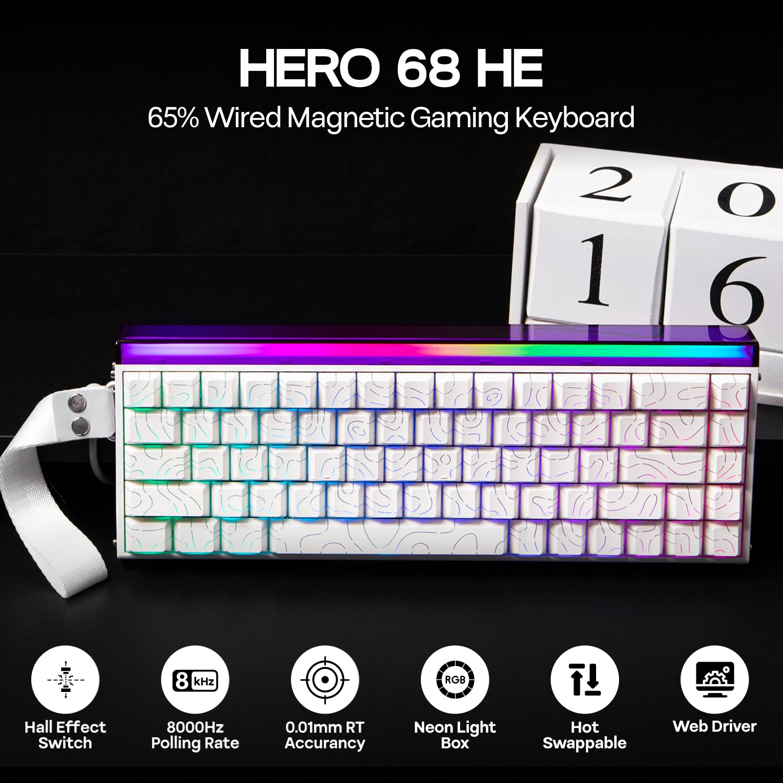 Amazon: EPOMAKER Aula Hero68 HE Teclado Gaming Magnético con Cable, RGB Box & Backlight - varias colores